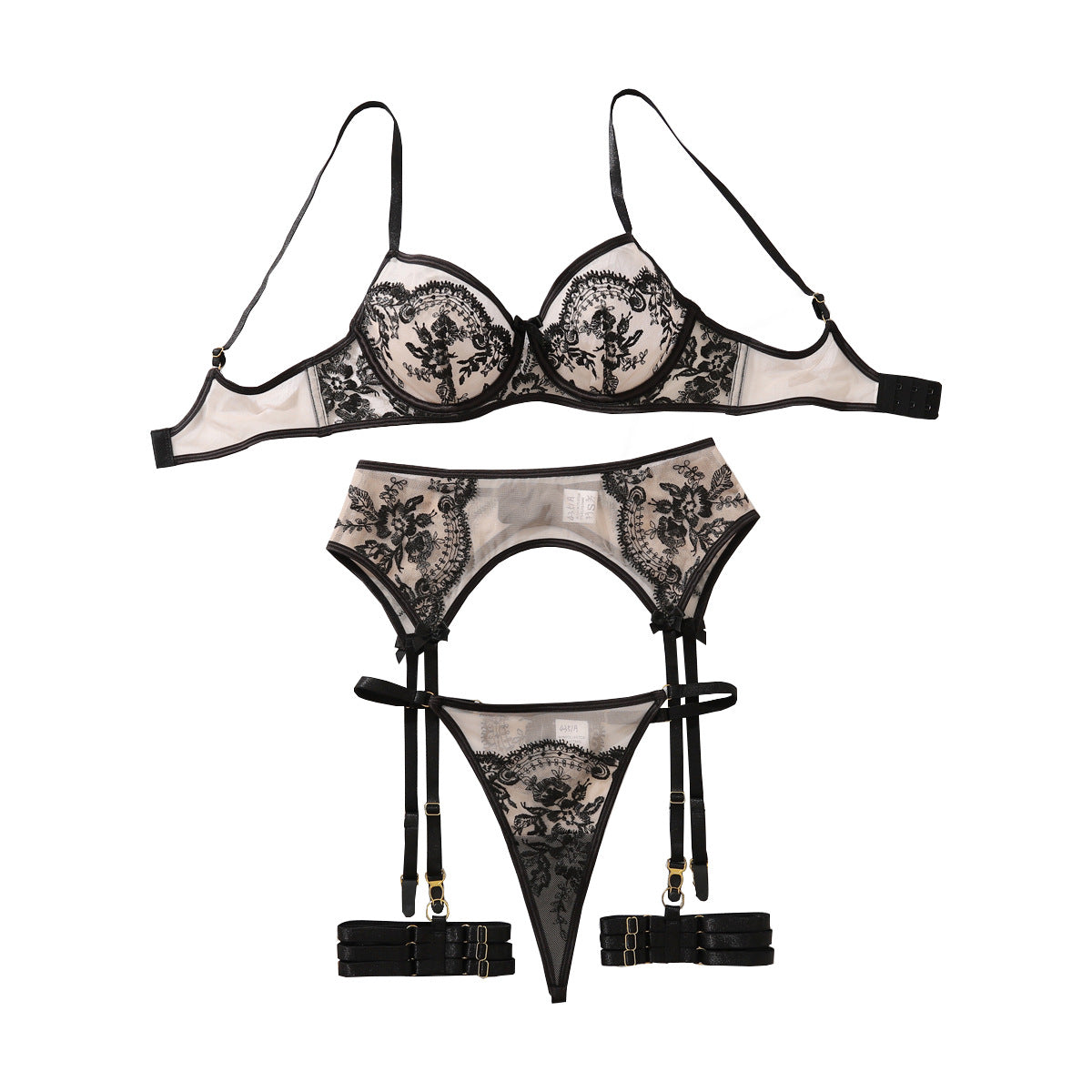 Ivory Lace Garter Lingerie Set